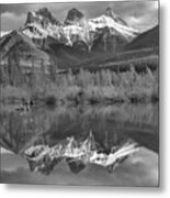 3 Sisters Afternoon Reflections Black And White Metal Print