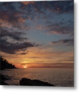 Sunset Over Lake Superior Shoreline Metal Print
