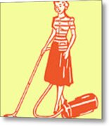 Woman Vacuuming #4 Metal Print