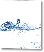 Clear Blue Water Splashing, Ripples And #5 Metal Print