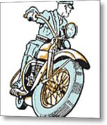 Policeman On Motorcycle #5 Metal Print