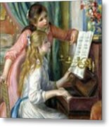 Two Young Girls At The Piano Metal Print