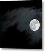 A Bright Full Moon Illuminating A Metal Print