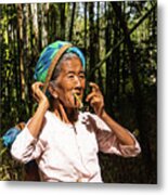 A Delighted Elderly Burmese Woman Metal Print