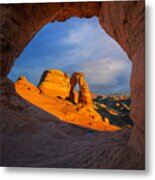 A Glimpse Of Delicate Arch At Golden Hour Metal Print