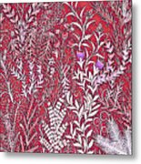 A Jumble Of A Garden In Red And Purple Metal Print