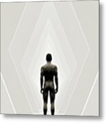 A Naked Man Standing In A Futuristic Metal Print