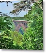 A Nature Framed View Of New River Gorge Bridge West Virginia Metal Print