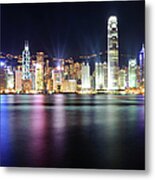 A Night View Of Victoria Harbour Metal Print