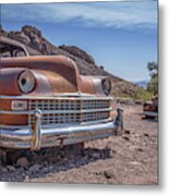 Abandoned Cars In The Desert Metal Print