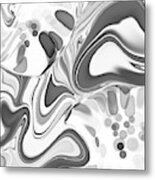 Abstract Art Marble Pattern Black And White Metal Print