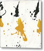 Abstract Background V Gold And Black Metal Print