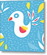 Abstract Bird In Spring Metal Print