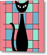 Abstract Cat In Pink Metal Print