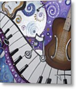 Abstract Musical Instruments Metal Print