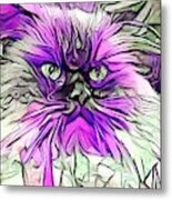 Abstract Purple Himmy Cat Metal Print