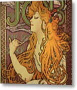 Advertising For The Brand Of Papers A Cigarette “” Job””, Lithography By Alphonse Mucha Metal Print