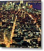 Aerial Night Shot Of Nyc Metal Print