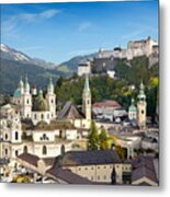 Aerial View Of Salzburg Old Town Metal Print
