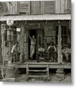 African American And A White Store Owner On The Porch Of A Country Store Metal Print