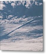 Aircraft Distrail In Altocumulus Clouds Metal Print