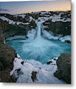 Aldeyjarfoss Waterfall Iceland Ii Metal Print
