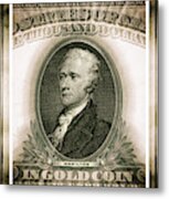 Alexander Hamilton 1907 American One Thousand Dollar Bill Currency Triptych Metal Print