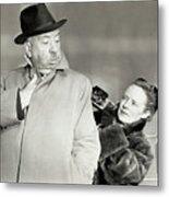 Alfred Hitchcock With Wife Alma Metal Print