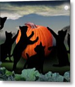 All Hallows Eve Black Cats Metal Print
