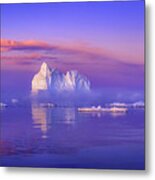 Amazing Midnight Scenery In Ilulissat Greenland Metal Print