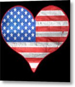American Flag Heart Metal Print