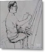 An Artist With The Chinese Brush Metal Print