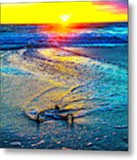 Anchor In The Surf Metal Print