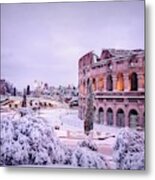 Ancient Rome Covered In Rare Snowfall Metal Print