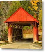 Autumn Colors At The Red Covered Bridge Metal Print