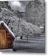 Apple Trees In The Snow Metal Print