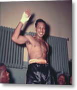 Archie Moore Smiling With Arm Raised Metal Print