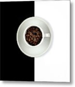 Aromatic Coffee Beans On The Pot Metal Print