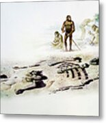 Art Of The Lucy Skeleton And Australopithecus Metal Print