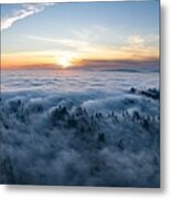 As Dusk Begins To Fall, Dense Fog Rolls Metal Print