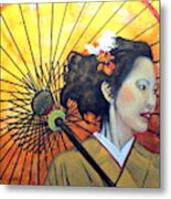 Asian Beauty Watercolor Metal Print