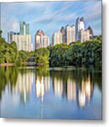 Atlanta Skyline On Lake Clara Meer - Piedmont Park View 1x1 Metal Print