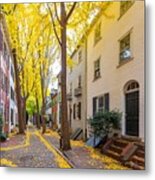 Autumn Alleyway In A Traditional Metal Print