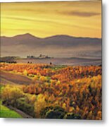 Autumn Panorama In Tuscany Metal Print