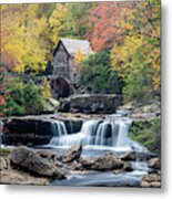 Babcock State Park Wv Autumn Grist Mill And Waterfall Metal Print