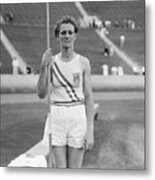 Babe Didrikson Holding Javelin Metal Print