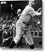 Babe Ruth Eye On Ball Metal Print