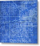 Bakersfield California City Street Map Blueprints Metal Print