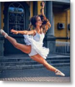 Ballerina In Flight Metal Print