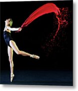 Ballet Dancer Dancing With Red Paint Metal Print